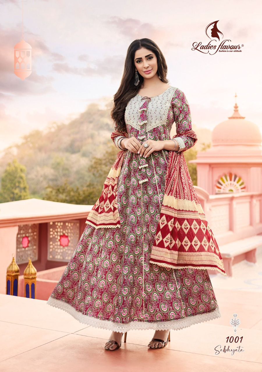 Ladies Flavour Sabhyata Designer Readymade Suits Catalog
